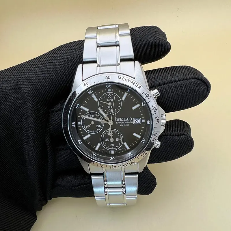 Seiko Spirit Black Chronograph Sporty-elegant Men's Watch- SBTQ041